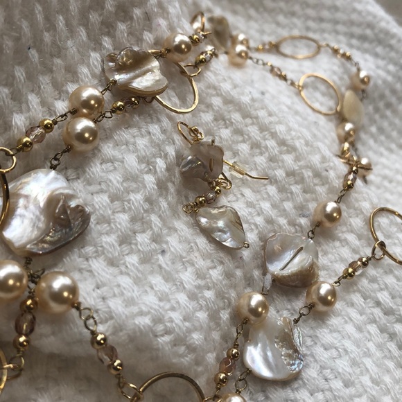 NEW Statement Sea Shell & Pearl necklace/earrings - Picture 6 of 8